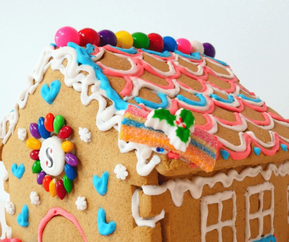 Sweetology Custom Themed Gingerbread House Kit (Edible Corporate Logo and Themed Candy) Nailed It! Style Team Building Cookie or Gingerbread House Decorating Event
