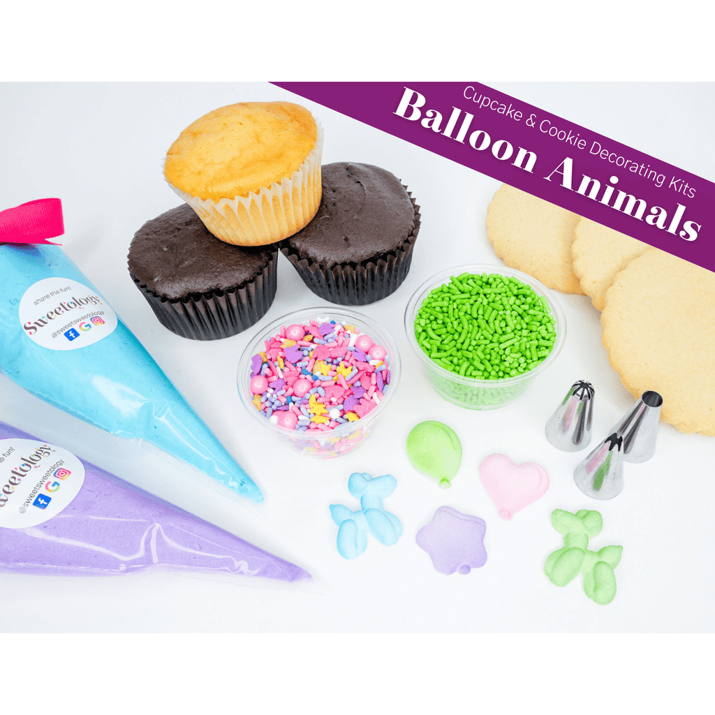 The balloon animals decorating kit comes with cupcakes or cookies of your choice along with homemade buttercream and theme appropriate decorations circus party ideas